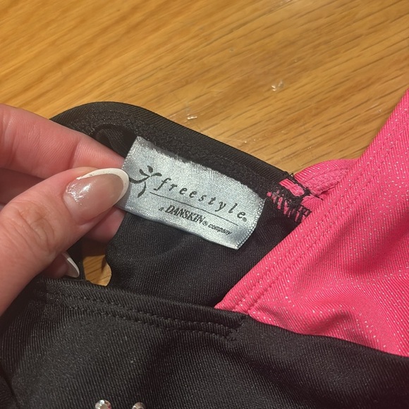 Danskin Black and Pink Leotard with Rhinestones - Picture 2 of 3